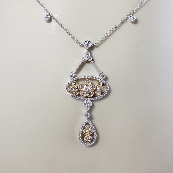 Vintage 18 Karat Two Tone Gold and Diamond Pendant Necklace #13561 - Picture 7 of 7